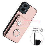 For Motorola Moto G 5G 2024 Organ Card Bag Ring Holder Phone Case(Pink)
