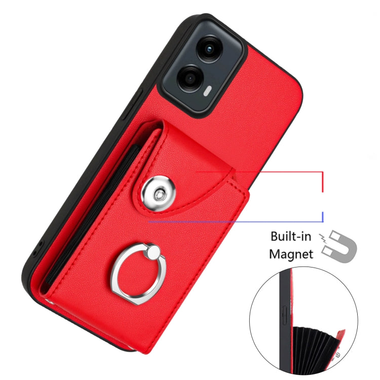 For Motorola Moto G 5G 2024 Organ Card Bag Ring Holder Phone Case(Red)