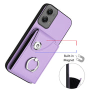 For Motorola Moto G Stylus 5G 2024 Organ Card Bag Ring Holder Phone Case(Purple)