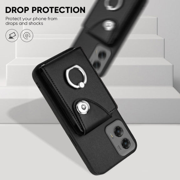 For Motorola Moto G Stylus 5G 2024 Organ Card Bag Ring Holder Phone Case(Black)