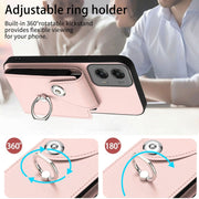 For Motorola Moto G Stylus 5G 2024 Organ Card Bag Ring Holder Phone Case(Pink)