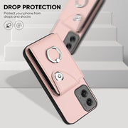 For Motorola Moto G Stylus 5G 2024 Organ Card Bag Ring Holder Phone Case(Pink)
