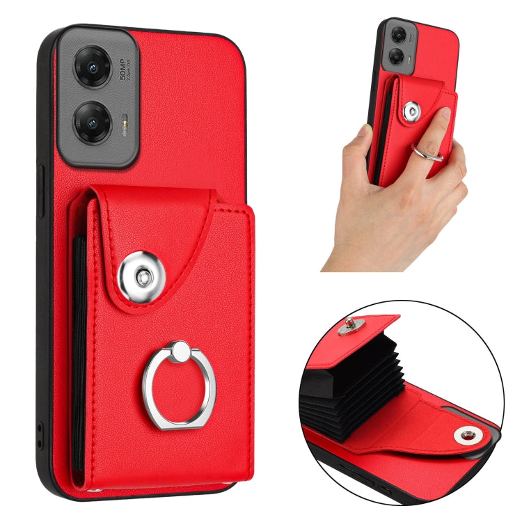 For Motorola Moto G Stylus 5G 2024 Organ Card Bag Ring Holder Phone Case(Red) - Motorola Cases by PMC Jewellery | Online Shopping South Africa | PMC Jewellery | Buy Now Pay Later Mobicred