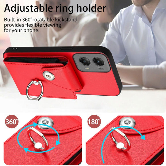 For Motorola Moto G Stylus 5G 2024 Organ Card Bag Ring Holder Phone Case(Red)