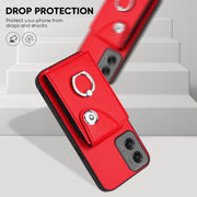 For Motorola Moto G Stylus 5G 2024 Organ Card Bag Ring Holder Phone Case(Red)