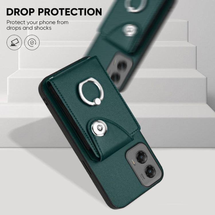 For Motorola Moto G Stylus 5G 2024 Organ Card Bag Ring Holder Phone Case(Green)