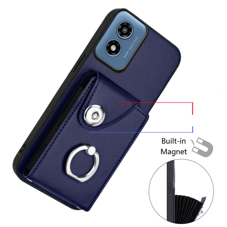 For Motorola Moto G Play 2024 5G Organ Card Bag Ring Holder Phone Case(Blue)
