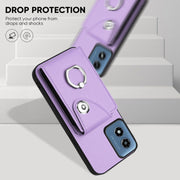 For Motorola Moto G Play 2024 5G Organ Card Bag Ring Holder Phone Case(Purple)
