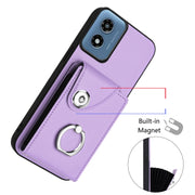For Motorola Moto G Play 2024 5G Organ Card Bag Ring Holder Phone Case(Purple)