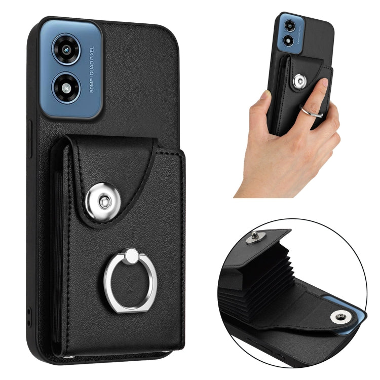 For Motorola Moto G Play 2024 5G Organ Card Bag Ring Holder Phone Case(Black)