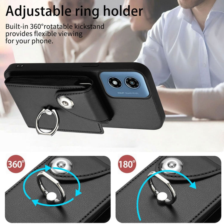 For Motorola Moto G Play 2024 5G Organ Card Bag Ring Holder Phone Case(Black)