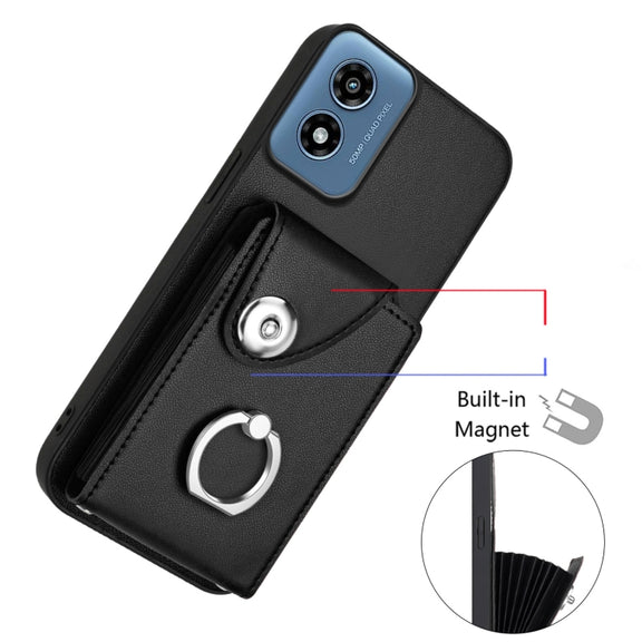 For Motorola Moto G Play 2024 5G Organ Card Bag Ring Holder Phone Case(Black)