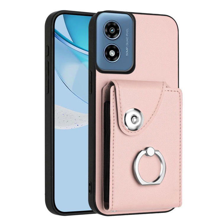 For Motorola Moto G Play 2024 5G Organ Card Bag Ring Holder Phone Case(Pink) - Motorola Cases by PMC Jewellery | Online Shopping South Africa | PMC Jewellery | Buy Now Pay Later Mobicred