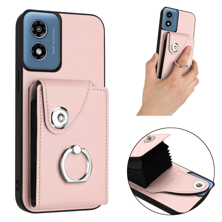 For Motorola Moto G Play 2024 5G Organ Card Bag Ring Holder Phone Case(Pink)