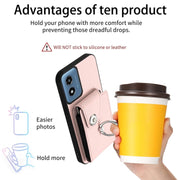 For Motorola Moto G Play 2024 5G Organ Card Bag Ring Holder Phone Case(Pink)