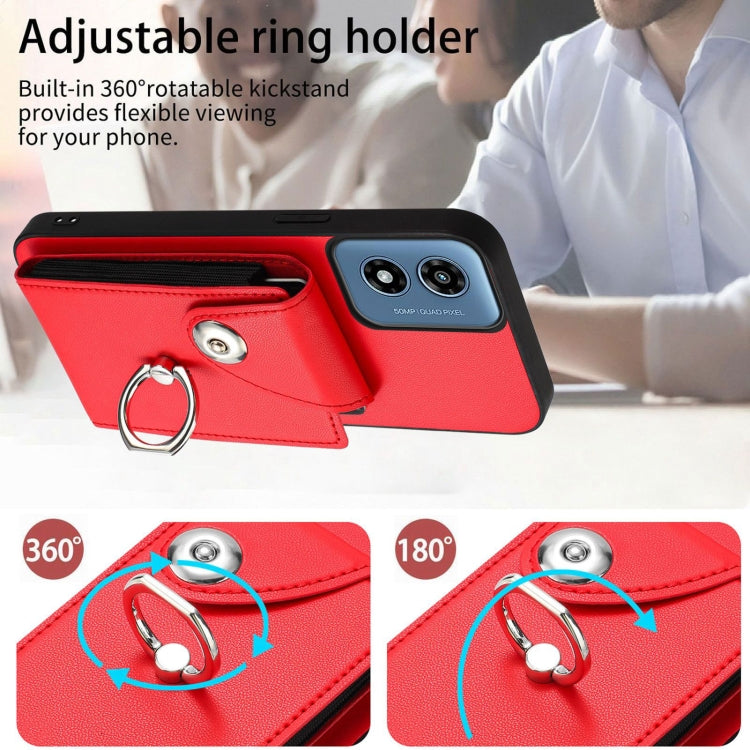 For Motorola Moto G Play 2024 5G Organ Card Bag Ring Holder Phone Case(Red)