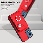 For Motorola Moto G Play 2024 5G Organ Card Bag Ring Holder Phone Case(Red)