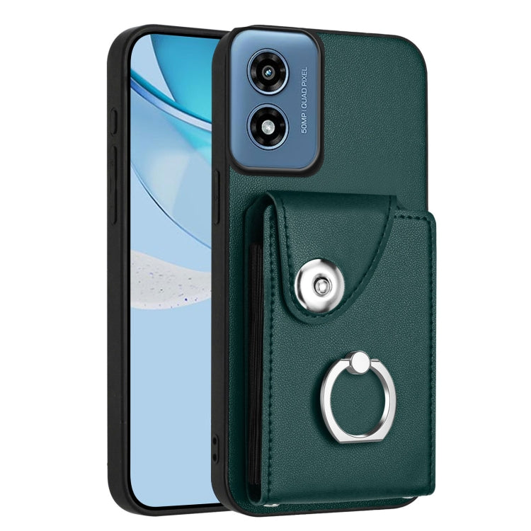 For Motorola Moto G Play 2024 5G Organ Card Bag Ring Holder Phone Case(Green) - Motorola Cases by PMC Jewellery | Online Shopping South Africa | PMC Jewellery | Buy Now Pay Later Mobicred