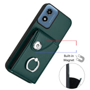 For Motorola Moto G Play 2024 5G Organ Card Bag Ring Holder Phone Case(Green)