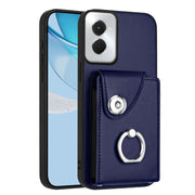 For Motorola Moto G Power 2024 5G Organ Card Bag Ring Holder Phone Case(Blue)