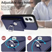 For Motorola Moto G Power 2024 5G Organ Card Bag Ring Holder Phone Case(Blue)
