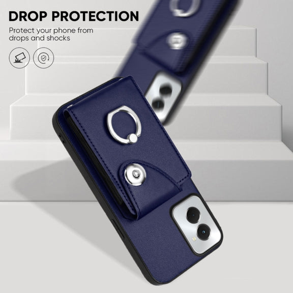 For Motorola Moto G Power 2024 5G Organ Card Bag Ring Holder Phone Case(Blue)