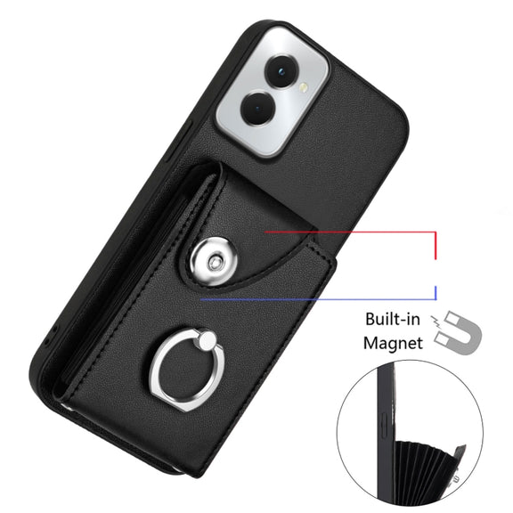 For Motorola Moto G Power 2024 5G Organ Card Bag Ring Holder Phone Case(Black)