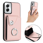 For Motorola Moto G Power 2024 5G Organ Card Bag Ring Holder Phone Case(Pink)