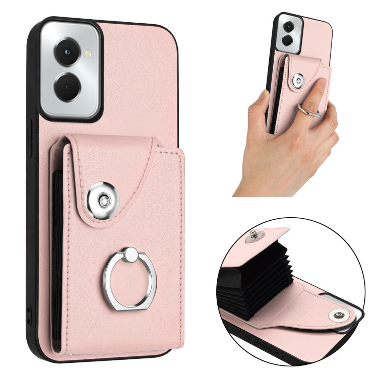 For Motorola Moto G Power 2024 5G Organ Card Bag Ring Holder Phone Case(Pink)