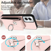 For Motorola Moto G Power 2024 5G Organ Card Bag Ring Holder Phone Case(Pink)