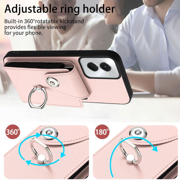 For Motorola Moto G Power 2024 5G Organ Card Bag Ring Holder Phone Case(Pink)