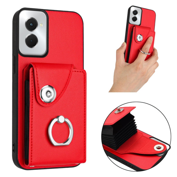 For Motorola Moto G Power 2024 5G Organ Card Bag Ring Holder Phone Case(Red)