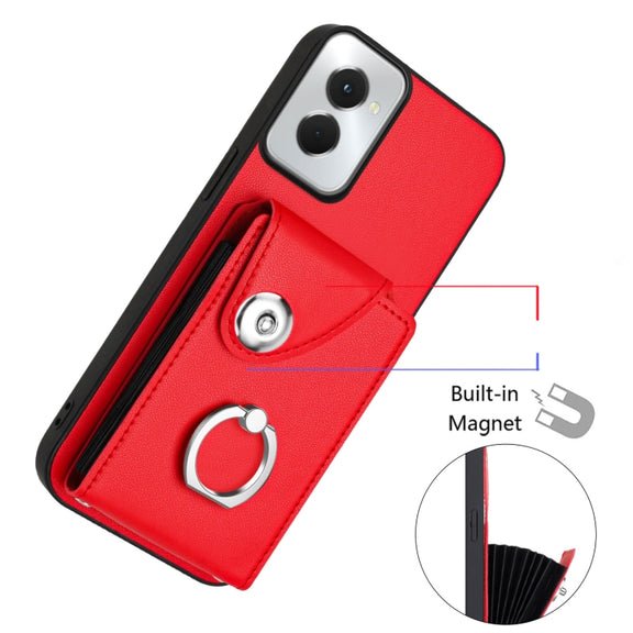 For Motorola Moto G Power 2024 5G Organ Card Bag Ring Holder Phone Case(Red)
