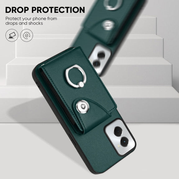 For Motorola Moto G Power 2024 5G Organ Card Bag Ring Holder Phone Case(Green)