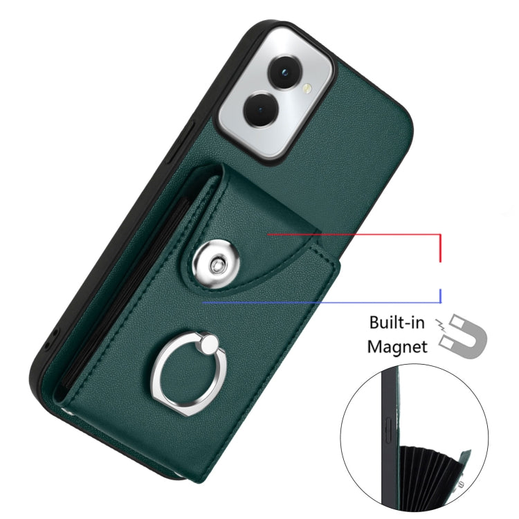 For Motorola Moto G Power 2024 5G Organ Card Bag Ring Holder Phone Case(Green)