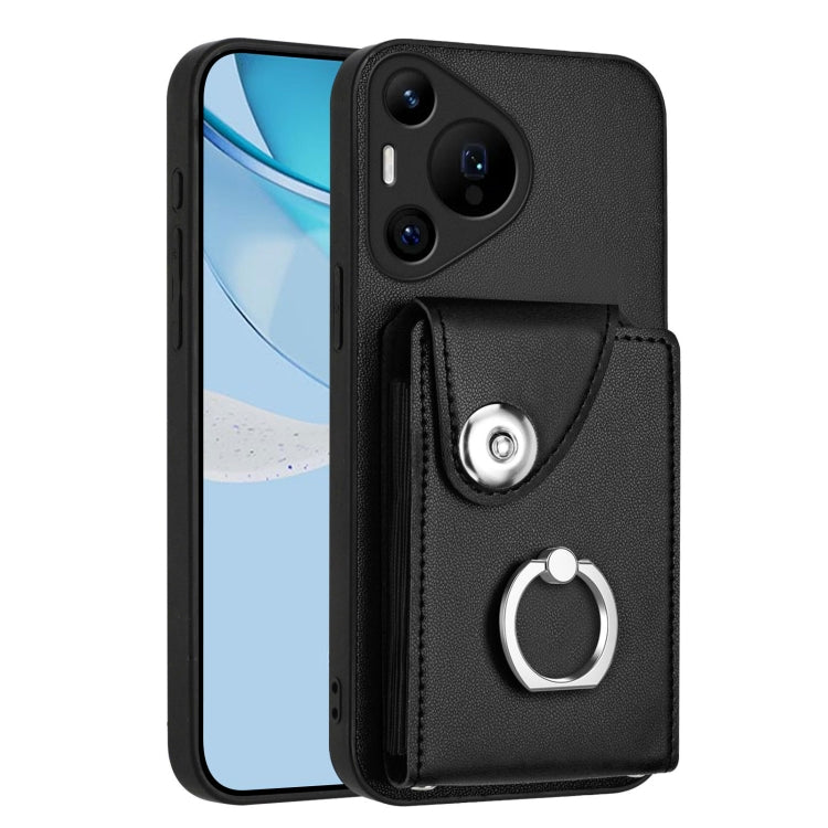 For Huawei Pura 70 Pro / 70 Pro+ Organ Card Bag Ring Holder Phone Case(Black) - free shipping - PMC Jewellery - Order now!