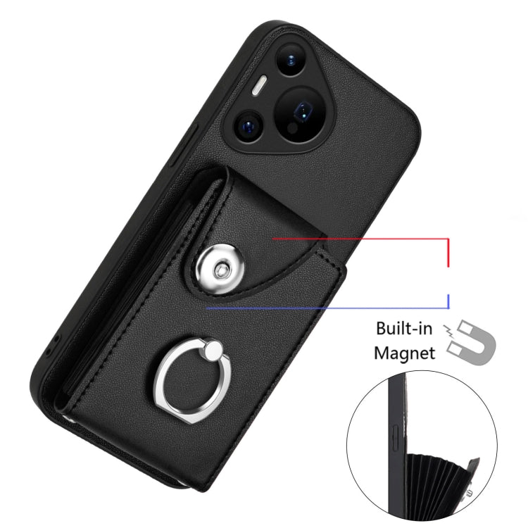 For Huawei Pura 70 Pro / 70 Pro+ Organ Card Bag Ring Holder Phone Case(Black) - free shipping - PMC Jewellery - Order now!