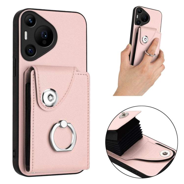 For Huawei Pura 70 Pro / 70 Pro+ Organ Card Bag Ring Holder Phone Case(Pink) - free shipping - PMC Jewellery - Order now!