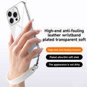 For iPhone 16 Plus SULADA  Electroplated Clear TPU Soft Frame Phone Case with Wrist Strap(Silver)