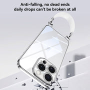 For iPhone 16 Pro Max SULADA  Electroplated Clear TPU Soft Frame Phone Case with Wrist Strap(Silver)