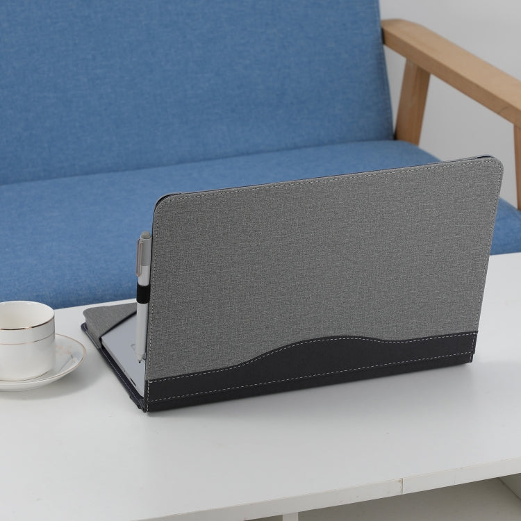 For Microsoft Surface Laptop Studio 2 Cotton Cloth Texture Leather Laptop Protective Case(Light Grey)