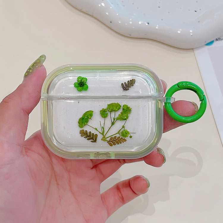 For AirPods 3 Glitter Starry Epoxy Dried Flowers Earbuds Box TPU Case(Green) - For AirPods 3 by PMC Jewellery | Online Shopping South Africa | PMC Jewellery | Buy Now Pay Later Mobicred