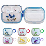 For AirPods Pro Glitter Starry Epoxy Dried Flowers Earbuds Box TPU Case(Purple)