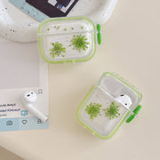 For AirPods Pro 2 Glitter Snowflake Epoxy Dried Flowers Earbuds Box TPU Case(Purple)