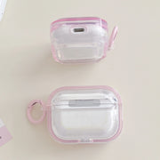 For AirPods Pro Glitter Snowflake Epoxy Dried Flowers Earbuds Box TPU Case(Dark Blue)