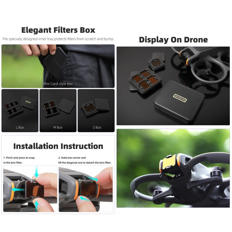 For DJI Avata 2 Sunnylife Camera Lens Filter, Filter:ND64 - free shipping - PMC TechLife - Order now!