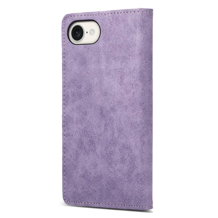 For iPhone 16e Business Solid Color Magnetic RFID Leather Phone Case(Purple) - iPhone 16e Cases by PMC TechLife | Online Shopping South Africa | PMC TechLife | Buy Now Pay Later Mobicred