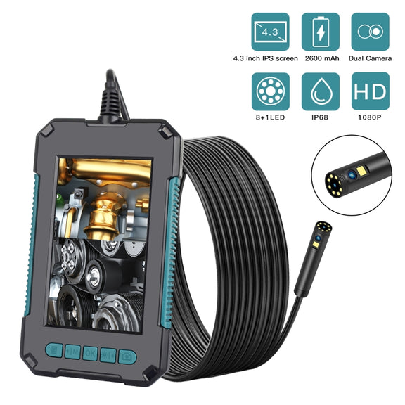P40 8mm 1080P IP68 Water-resistant 4.3 inch Highlight Screen Dual Camera Digital Endoscope, Length:5m Hard Cable