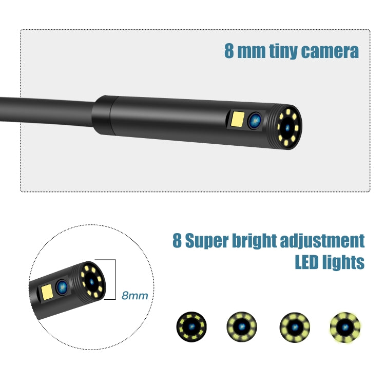 P40 8mm 1080P IP68 Water-resistant 4.3 inch Highlight Screen Dual Camera Digital Endoscope, Length:5m Hard Cable