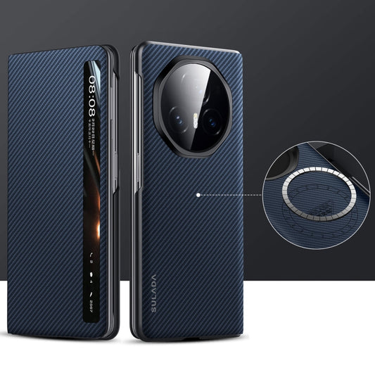 For Honor Magic V3 SULADA Kevlar 600D Texture Smart Window Leather Phone Case(Blue) - free shipping - PMC Jewellery - Order now!